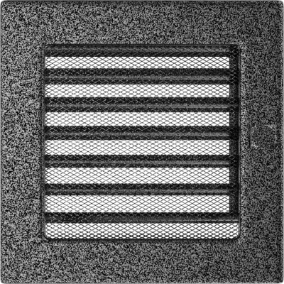 Решетка вентиляционная Kratki черный-хром 17*17 c жалюзи