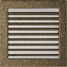 Решетка вентиляционная Kratki черная-латунь 22*22 с жалюзи Решетка вентиляционная Kratki черная-латунь 22*22 с жалюзи