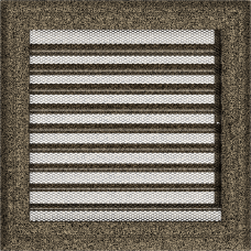 Решетка вентиляционная Kratki Oskar черная-латунь 22*22 с жалюзи Решетка вентиляционная Kratki Oskar черная-латунь 22*22 с жалюзи