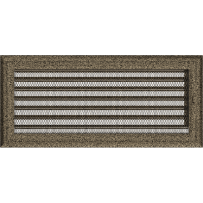 Решетка вентиляционная Kratki Oskar черная-латунь 17*37 с жалюзи